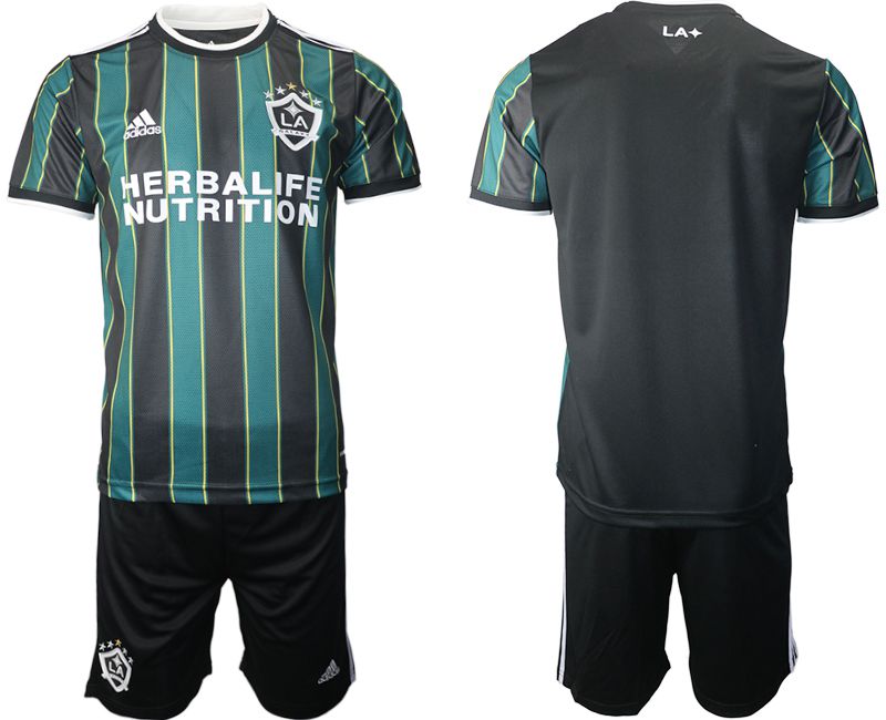 Men 2021-2022 Club Los Angeles Galaxy away black blank Adidas Soccer Jersey